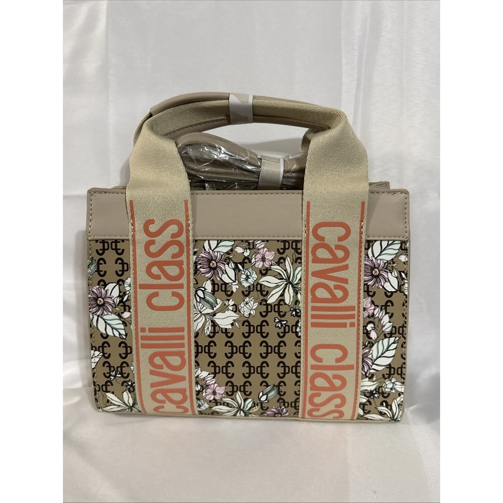 NWT Cavalli Class Serafina Floral Beige Top Handle Tote w/ Strap – $98 Retail